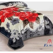 Koc Elway Gruby 160/210cm Kwiaty Czerwone