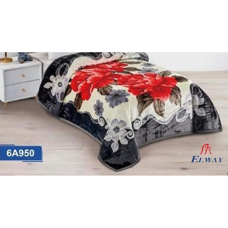 Koc Elway Gruby 160/210cm Kwiaty Czerwone