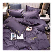 Pościel Mikrofibra Cotton World Z Haftem 220x200 3cz Fioletowa