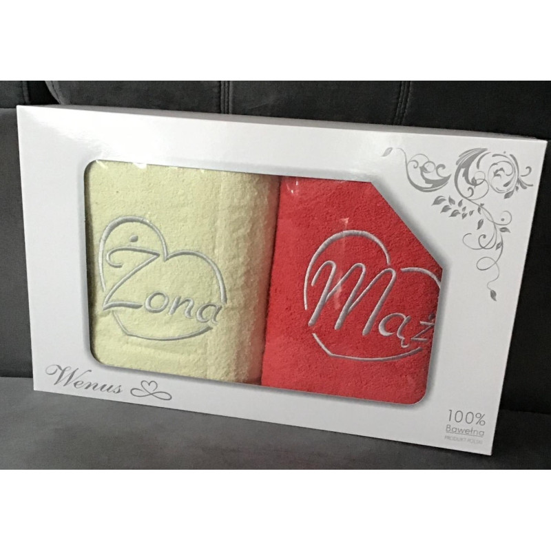 Komplet 2szt Ręczników 70x140 Bawełna Z Haftem Żona/Mąż