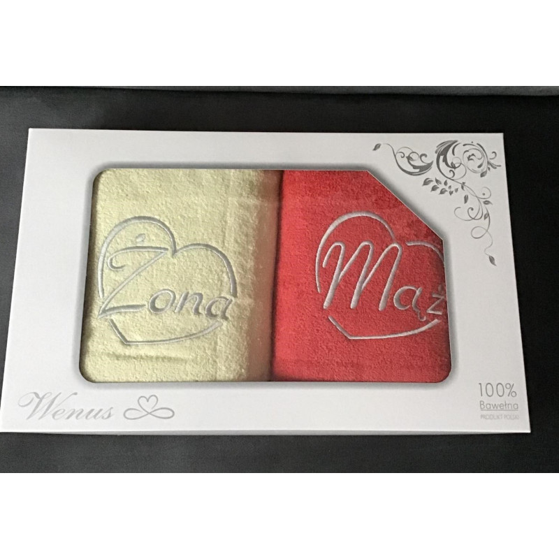 Komplet 2szt Ręczników 70x140 Bawełna Z Haftem Żona/Mąż