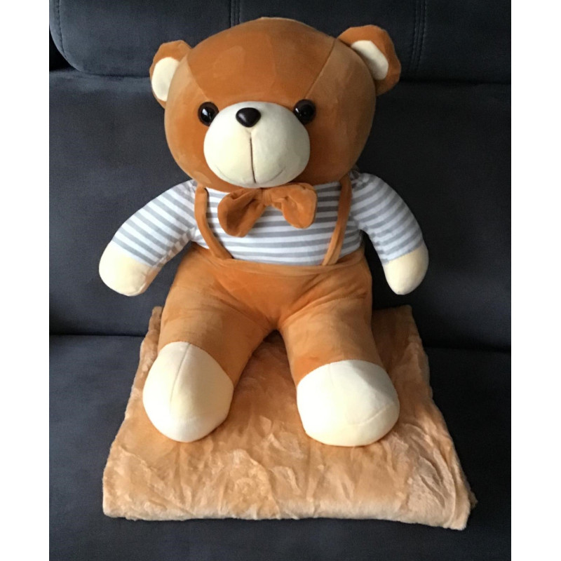 Koc Maskotka 2 W 1 Poduszka Miś Z Muszką