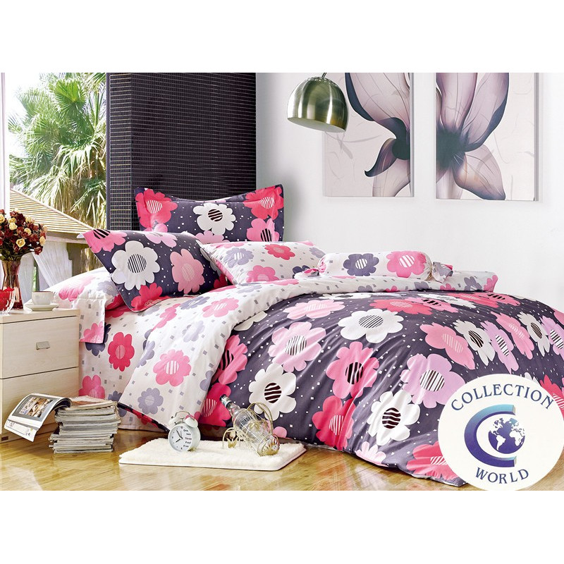 Pościel 220x200 Dwustronna Bawełna Satynowa Collection World Kwiaty Ró...