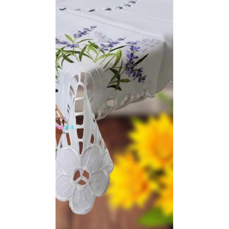 Bieżniki /Serwety Białe Haftowane Lawenda