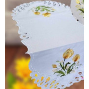 Bieżniki /Serwety Białe Haftowane Żółte Tulipany