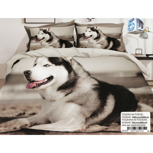 Pościel 3D Satyna Bawełniana 140/200 2cz Husky