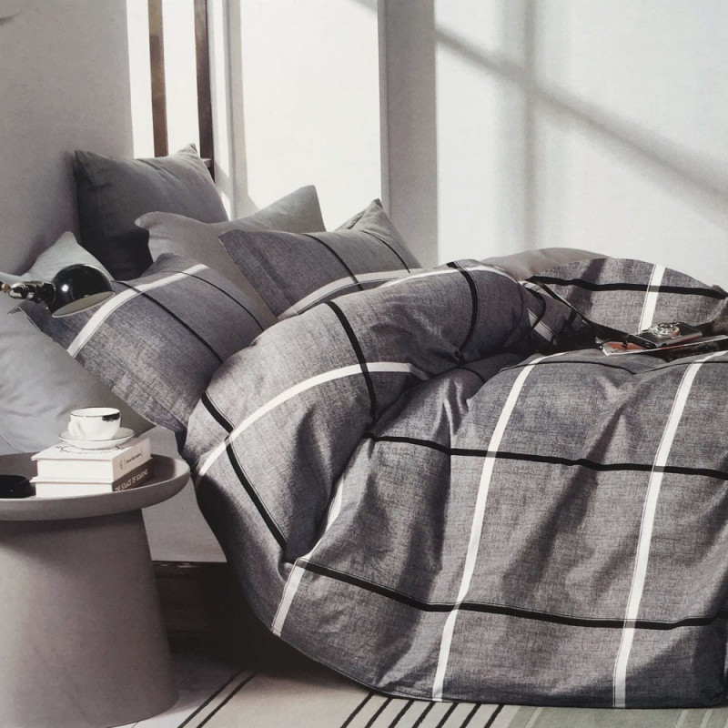 Pościel 220x200 Dwustronna Bawełna Satynowa Collection World Krata