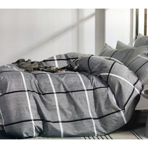 Pościel 160x200 Dwustronna Bawełna Satynowa Collection World Krata