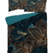 Pościel Satynowa Z Mikrowłókna 160x200 3cz Detexpol Liście I Ważka