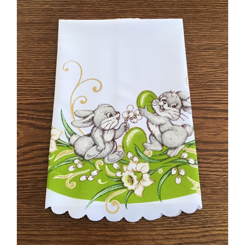 Bieżnik Owalny 50x110 Z Nadrukiem Świątecznym Wielkanocnym Zajączki