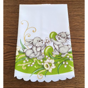 Bieżnik Owalny 50x110 Z Nadrukiem Świątecznym Wielkanocnym Zajączki