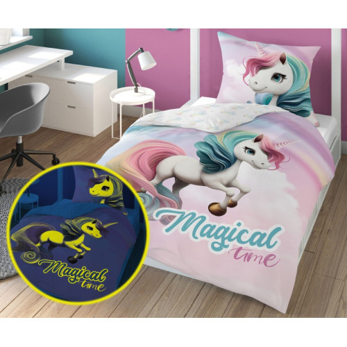 Pościel Fluorescencyjna 100% Bawełna 160x200cm 2cz Unicorn