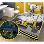 Pościel Fluorescencyjna 100% Bawełna 160x200cm 2cz Koparka