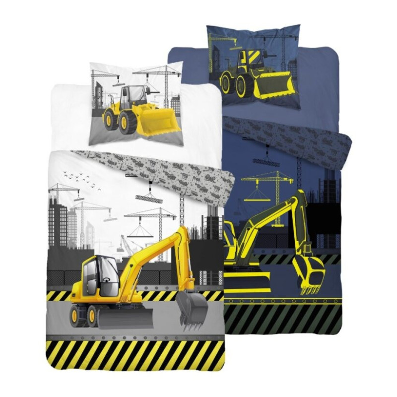 Pościel Fluorescencyjna 100% Bawełna 160x200cm 2cz Koparka