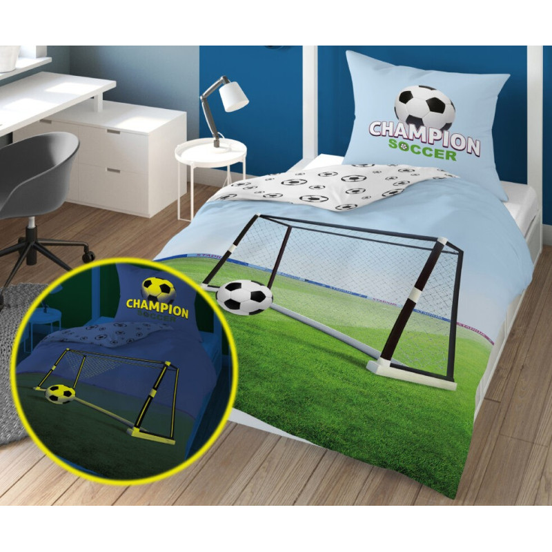 Pościel Fluorescencyjna 100% Bawełna 140x200cm 2cz Piłka/Bramka