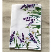 Bieżniki/Serwety Wiosenne Białe Drukowane Lawenda