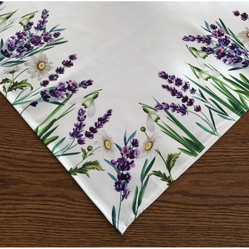 Bieżniki/Serwety Wiosenne Białe Drukowane Lawenda