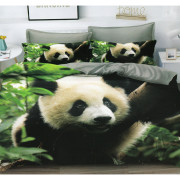 Pościel 3D Satyna Bawełniana 220/200 4cz Panda