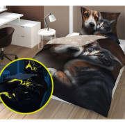Pościel Fluorescencyjna 100% Bawełna 160x200cm 2cz Pies i Kot
