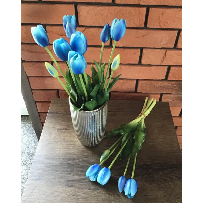 Tulipany Silikonowe 40cm Bukiet 5szt Niebieskie