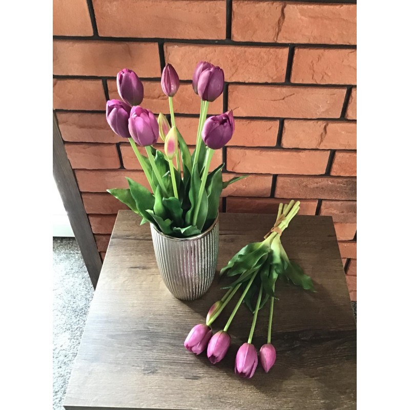 Tulipany Silikonowe 40cm Bukiet 5szt Fioletowe