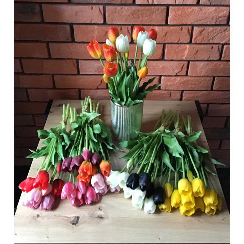Tulipany Silikonowe 40cm Bukiet 5szt Fioletowe