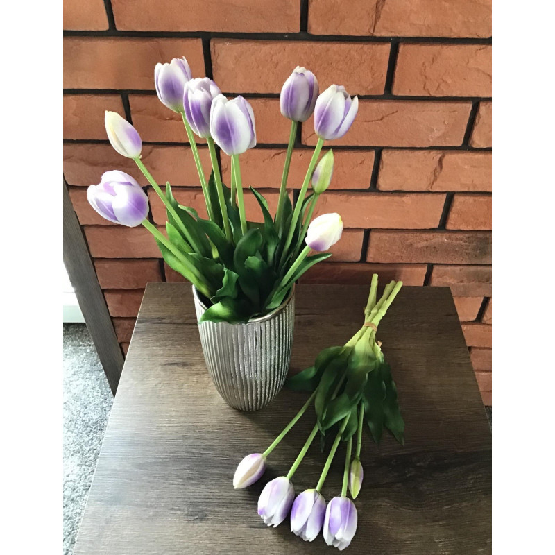 Tulipany Silikonowe 40cm Bukiet 5szt Jasny Fiolet