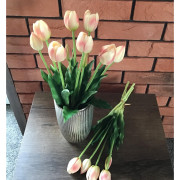 Tulipany Silikonowe 40cm Bukiet 5szt Cieniowany Kremowy