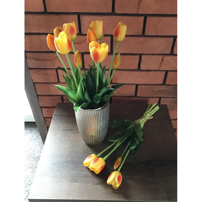 Tulipany Silikonowe 40cm Bukiet 5szt Cieniowany Pomarańczowy