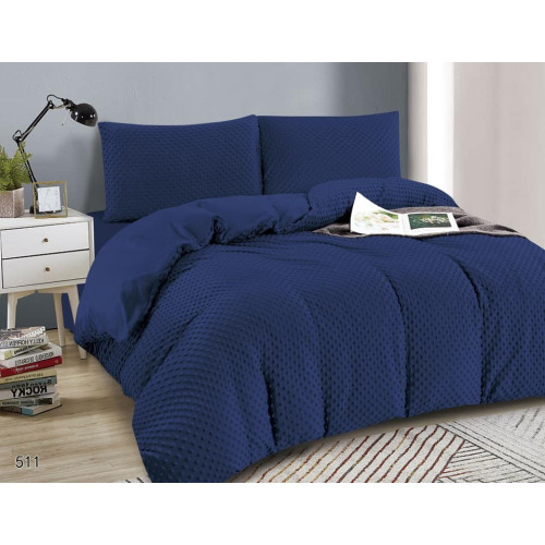 Pościel Mikrofibra Welurowa Minky 220x200 Granatowa