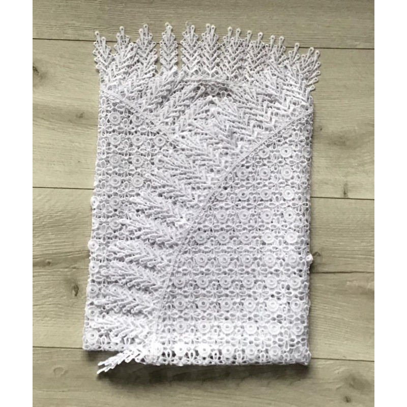 Obrus Biały Okrągły Cały Koronkowy