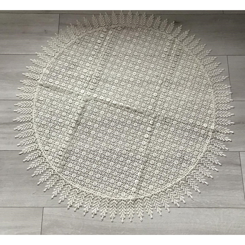 Obrus Ekri Okrągły Cały Koronkowy