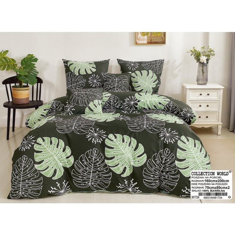 Pościel 140x200 Dwustronna Bawełna Satynowa Collection World Liście Mo..