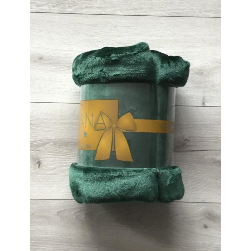 Koc Z Mikrofibry Gładki 160x200cm Zieleń Butelkowa