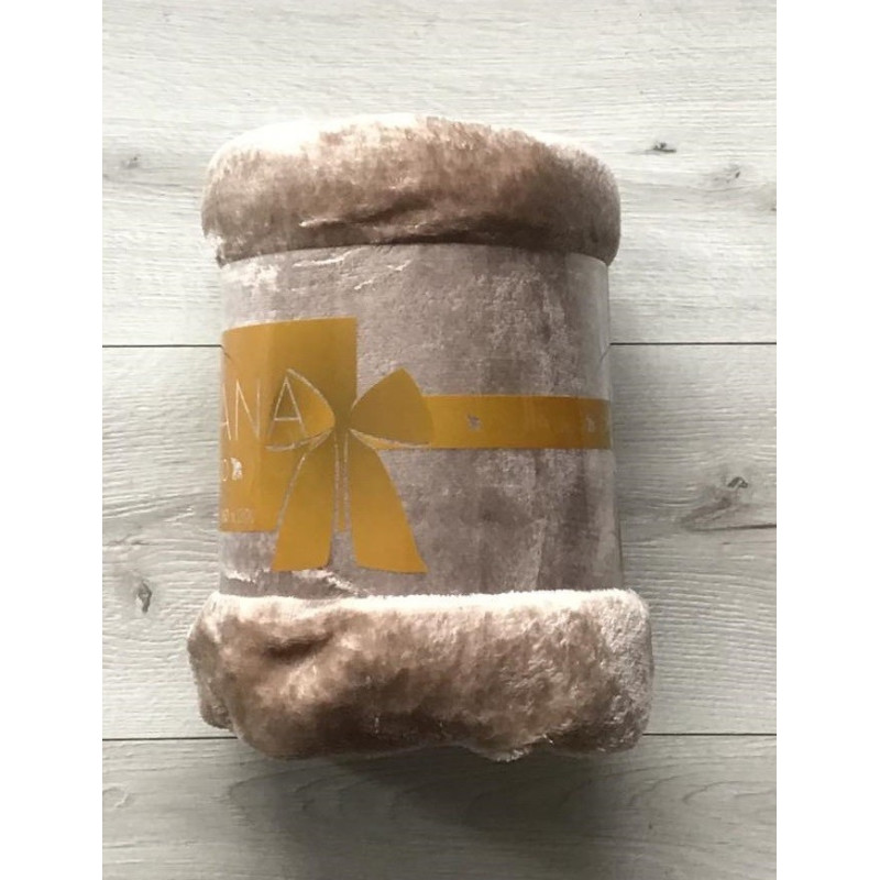 Koc Z Mikrofibry Gładki 220x200cm Beżowy