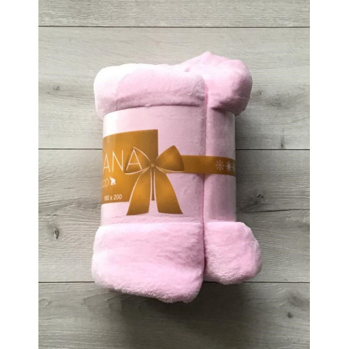 Koc Z Mikrofibry Gładki 220x200cm Jasny Róż