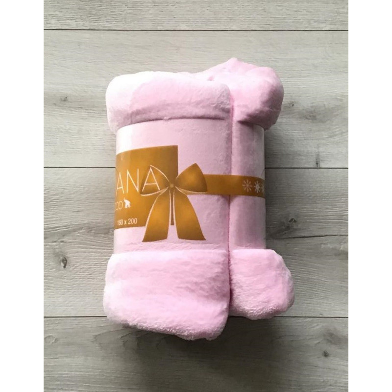 Koc Z Mikrofibry Gładki 220x200cm Jasny Róż