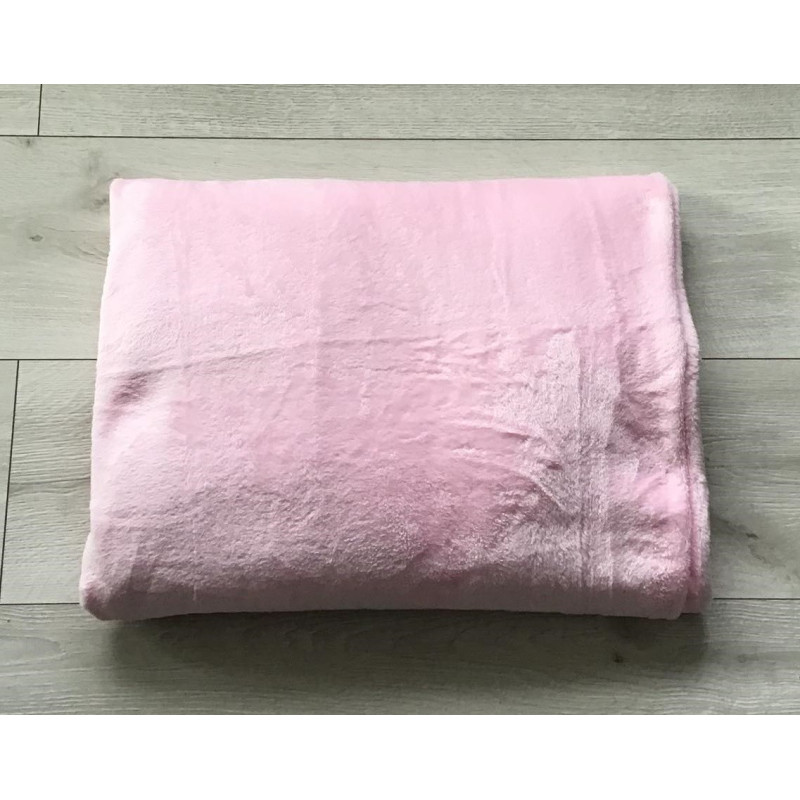 Koc Z Mikrofibry Gładki 220x200cm Jasny Róż