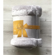 Koc Z Mikrofibry Gładki 220x200cm Jasny Szary