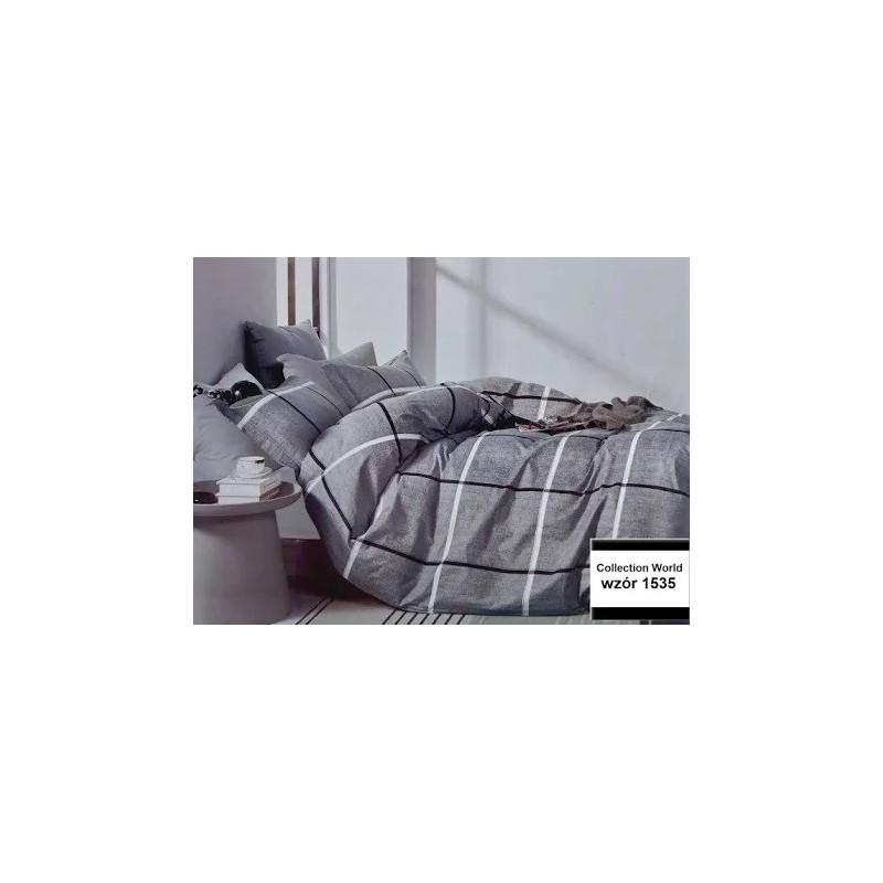 Pościel 140x200 Dwustronna Bawełna Satynowa Collection World Krata