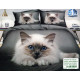 Pościel 3D Satyna Bawełniana 140/200 2cz Kot