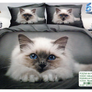 Pościel 3D Satyna Bawełniana 140/200 2cz Kot