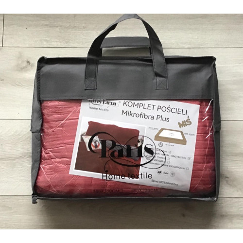 Pościel Gruba Z Mikrofibry Miś 160x200cm 4cz Pasy Czerwone