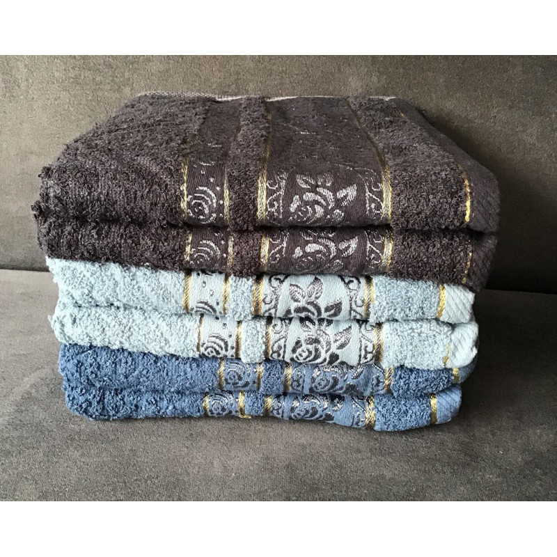 Komplet 6szt Ręczników Frotte Bawełna 100% Złoty Haft