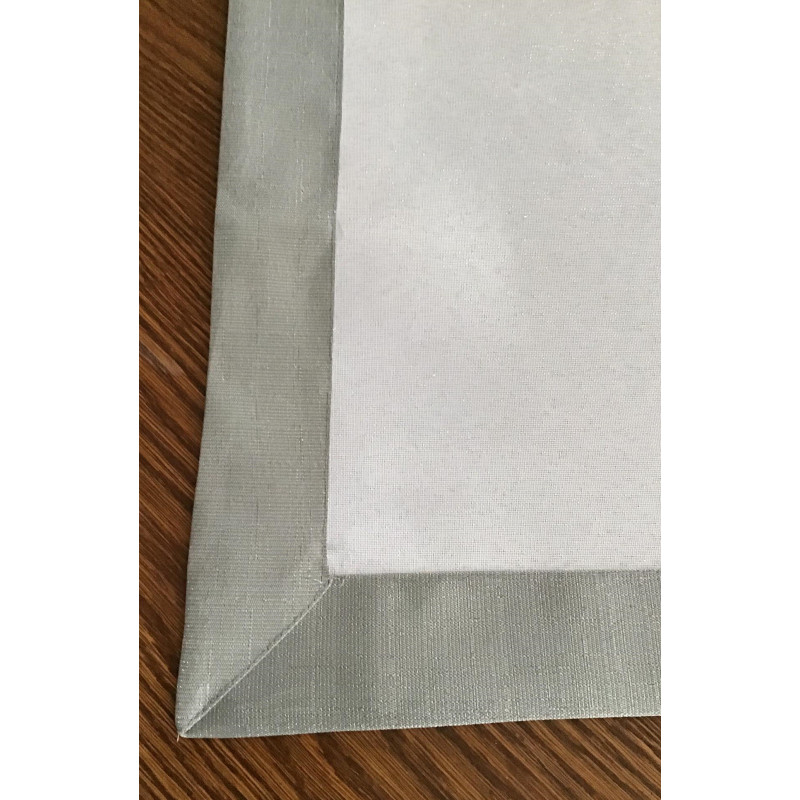 Bieżniki /Serwety Białe Ze Srebrną Nitką Z Szarą Lamówką