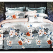 Pościel 3D Satyna Bawełniana 220/200 4cz Kwiaty