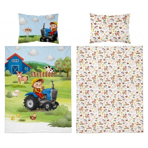 Pościel Dwustronna Bambusowa 100x135cm 2cz Traktorek