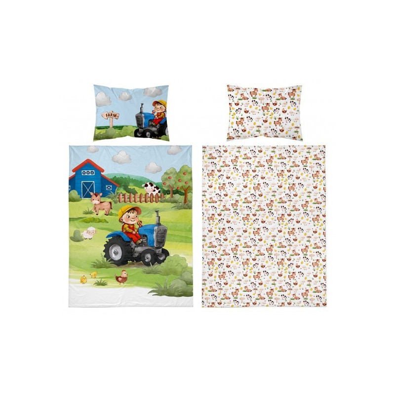 Pościel Dwustronna Bambusowa 100x135cm 2cz Traktorek