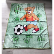 Kocyk Dziecięcy Gruby Akrylowy 100x140 Miś Na Zielonym