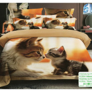 Pościel 3D Satyna Bawełniana 140/200 2cz Kotki